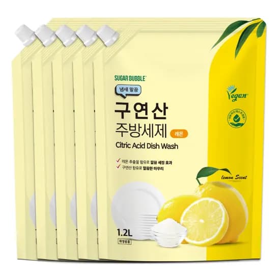 슈가버블 주방세제 구연산x레몬 1.2L 5개