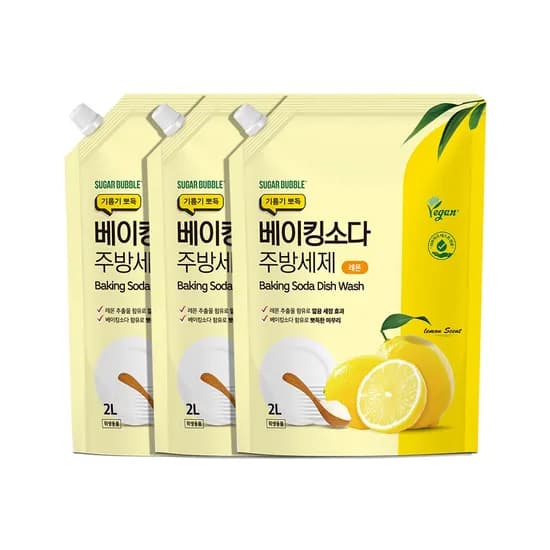 슈가버블 주방세제 베이킹소다 레몬 2L 3개