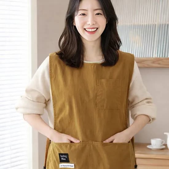 디올리 생활방수 조끼형 앞치마, 카멜, 원사이즈, 1개