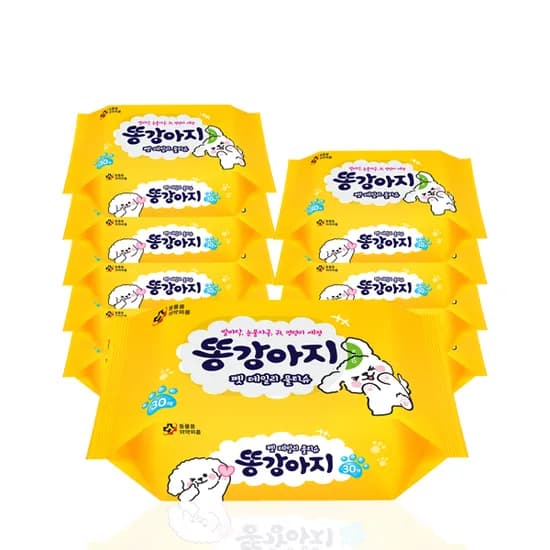 똥강아지 반려동물 물티슈, 강아지 고양이 전용, 30매입, 10팩, 1개