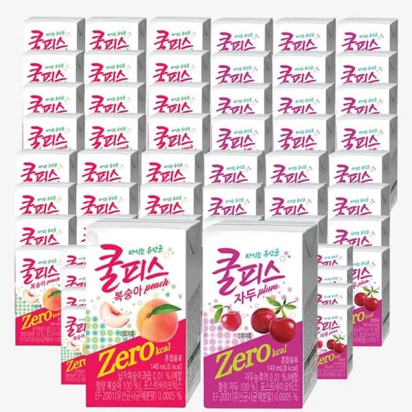 동원 쿨피스 제로 복숭아+자두 140ml 48개