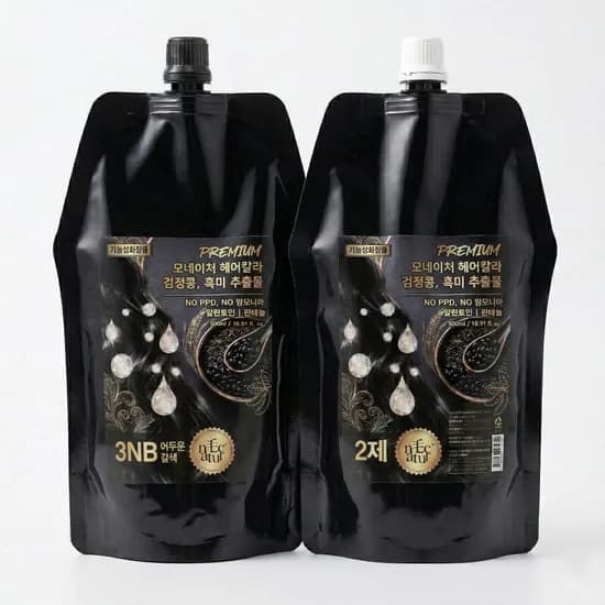 모네이처 PPD없는 새치염색약 어두운갈색 1제 500ml 2제 500ml 1세트