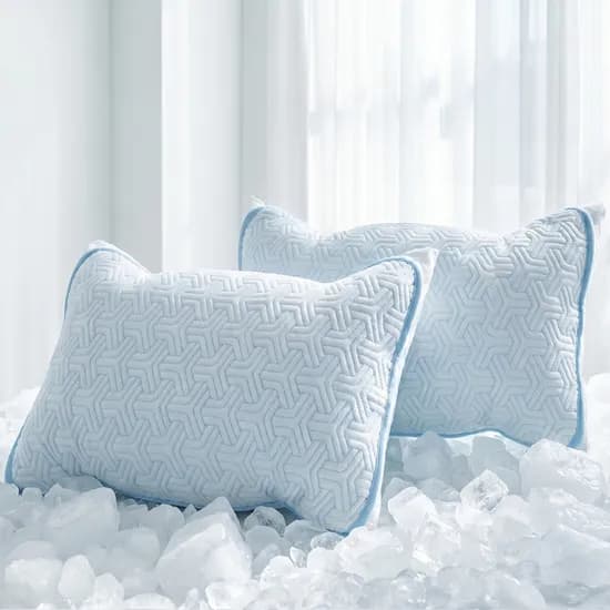 네모라인 삼중직 밴드형 냉감 베개커버, 블루, 50x70cm, 2개