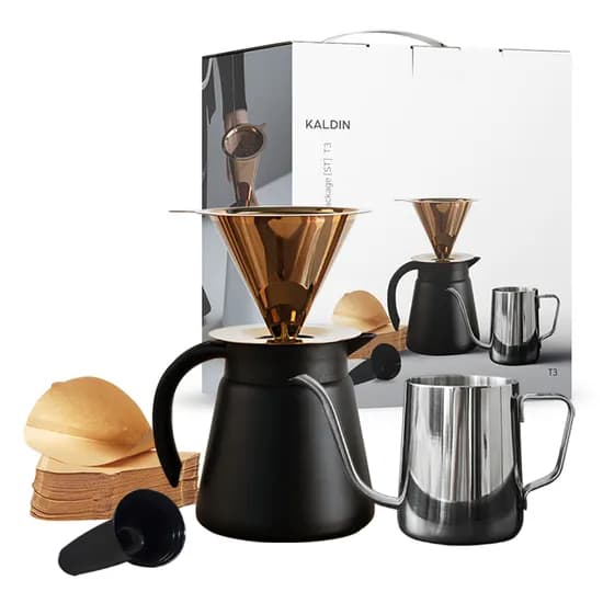 칼딘 티타늄 코트 보온보냉 핸드드립 세트 T3, 블랙, 650ml, 1세트