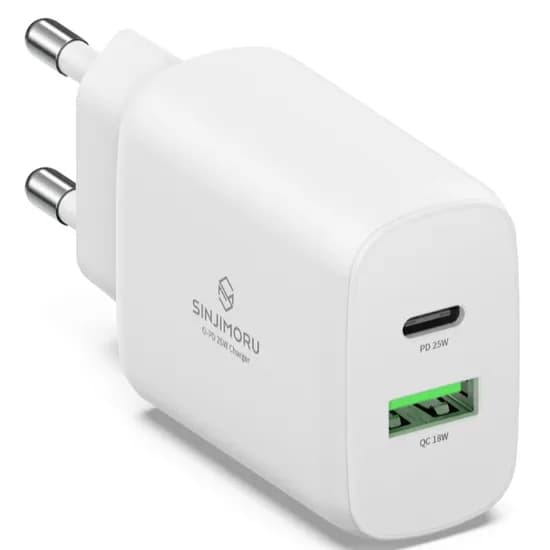 신지모루 O-PD GaN 25W 2포트 초고속 충전기, 화이트