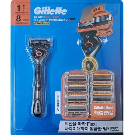 질레트 프로글라이드 면도기 세트 5중날 면도날 8개입 1개