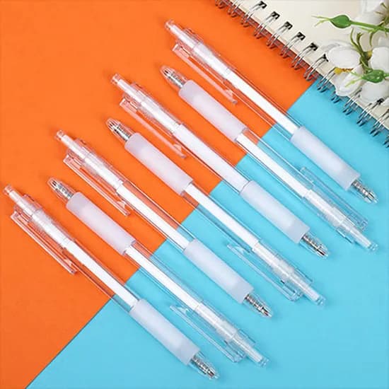 투명 노크식 볼펜 0.5mm, 6개입, 블랙