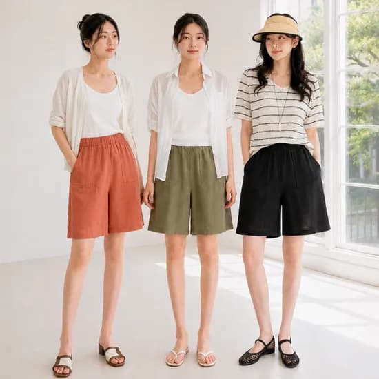 여리핏 하프팬츠, 55, 블랙 1개 + 오렌지 1개 + 카키 1개, 3개
