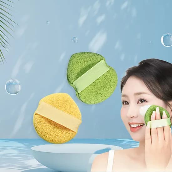 아기피부의 완성 딥클렌징 스펀지퍼프, 옐로우, 그린, 3개