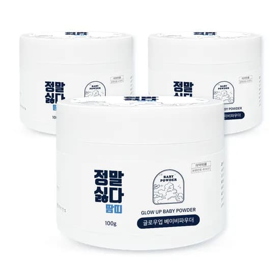 데일리코드 정말싫다 땀띠 글로우업 베이비 파우더, 100g, 3개