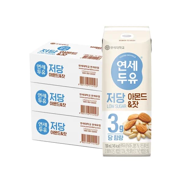 연세두유 저당 아몬드&잣 190ml 72개 38,900원