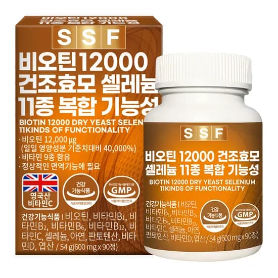 순수식품 비오틴 12000 건조효모 셀레늄 11종 복합기능성 600mg 90정 1박스