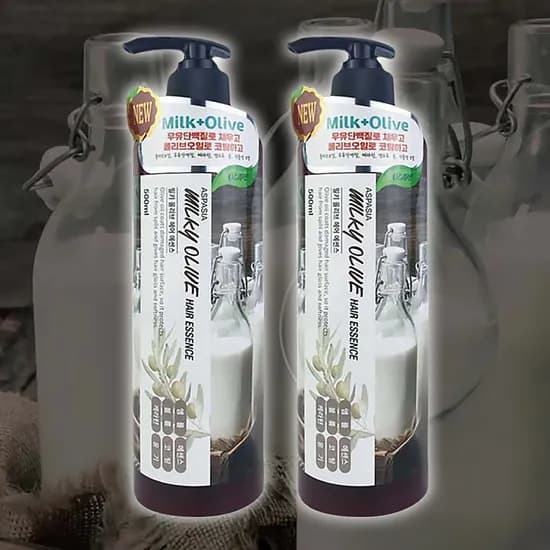 아스파시아 밀키 올리브 헤어에센스 500ml 2개