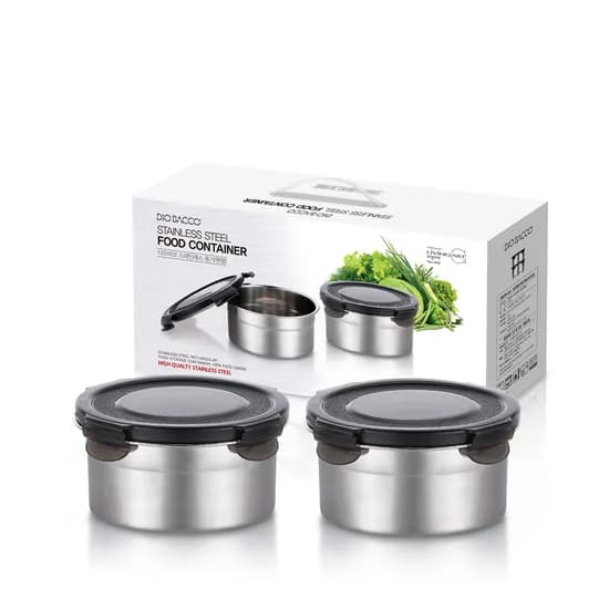 디오바코 스테인레스 원형찬통, 550ml, 2개