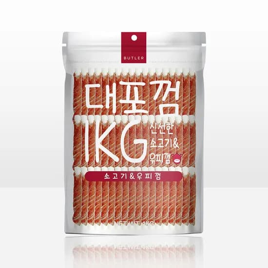 대포덕 강아지 대용량 간식 껌 육포, 소고기우피껌, 1kg, 1개
