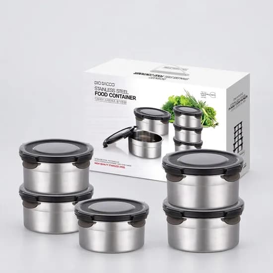 디오바코 스테인리스 원형찬통 5종 350ml 3개 550ml 2개
