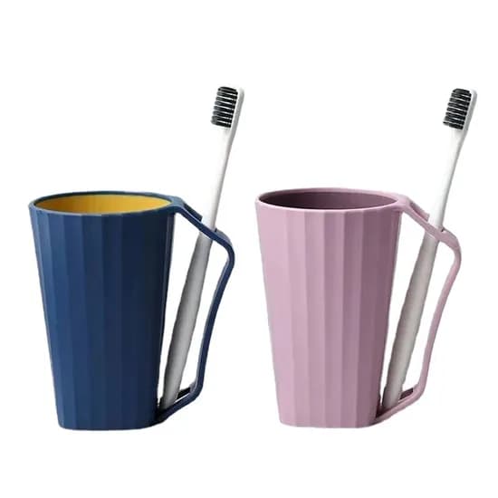 아이디어 양치컵 칫솔꽂이, 퍼플, 350ml, 2개