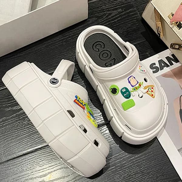 와이드 통굽슬리퍼 화이트 4.5cm 240 1켤레