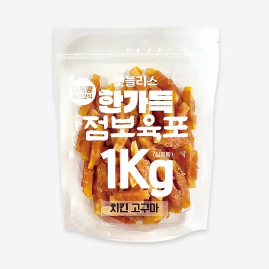 펫블리스 한가득 점보육포 치킨고구마 1kg 13,500원