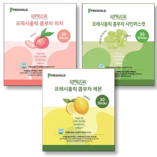 프레시홀릭 콤부차, 레몬 5g 30개입 + 피치 5g 30개입 + 샤인머스캣 5g 30개입, 2세트