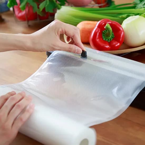 휴고스 날짜각인 가정용 진공 포장지 롤팩, 8인치, 20x3m, 1롤