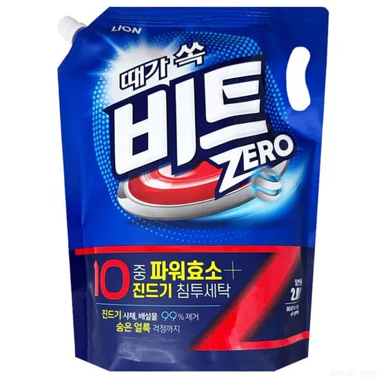 라이온 때가 쏙 비트 제로 세탁세제 리필 일반용 2L 1개