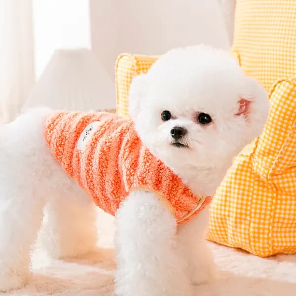 강아지 고양이 스트라이프 후리스 베스트 자켓 핑크+그린 M 1세트