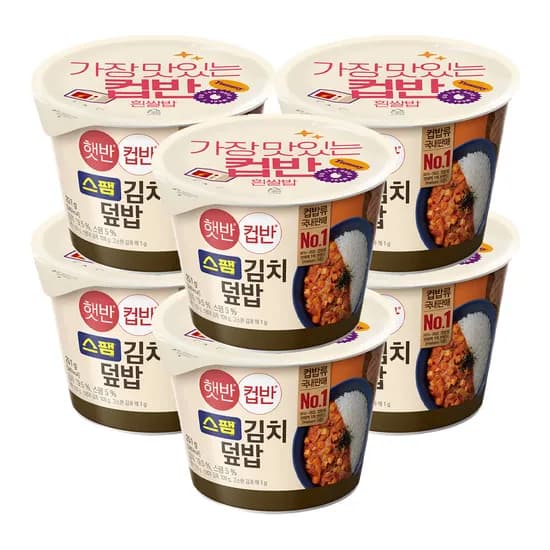 CJ제일제당 햇반 컵반 스팸김치덮밥 251g 6개