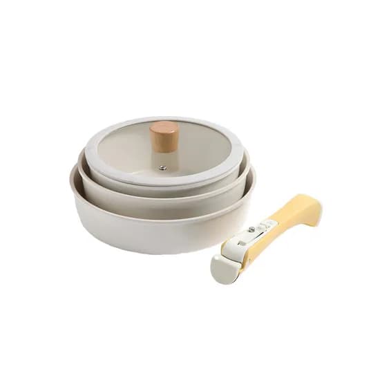셰프라인 페니아 IH 인덕션 프라이팬 냄비 5종세트, 아이보리, 냄비20cm, 웍팬22cm, 프라이팬24cm, 유리뚜껑20cm, 멀티핸들, 1개