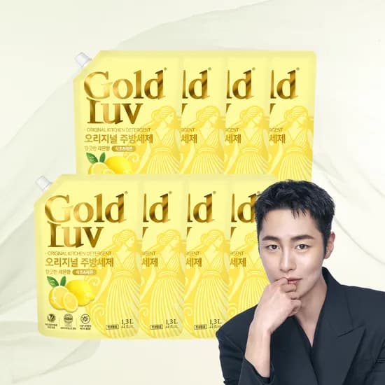 골드럽 오리지널 식초&레몬 주방세제 레몬향 리필 1.3L 8팩