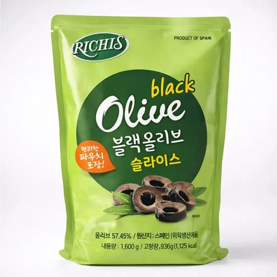 리치스 블랙 올리브 슬라이스 파우치 1.6kg 1개