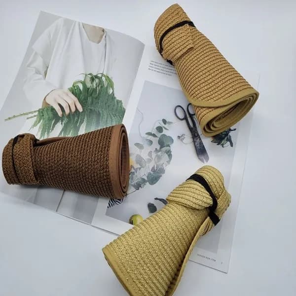 리본 돌돌이 선캡 모자, 브라운, 19cm, 56-58cm, 1개