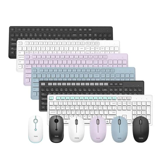 아이노트 사무용 저소음 무선 키보드 마우스 세트, KM730R, 일반형, 블루, 1개