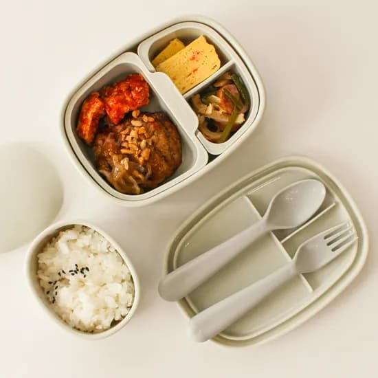 실리샵 실리콘 칸분리 도시락통, 모카그레이, 1개