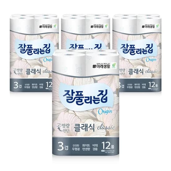 미래생활 잘풀리는집 클래식, 3겹, 27m, 12롤, 4팩