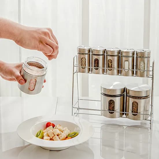 인블룸 스텐 양념통 세트, 양념통 100ml 5개+330ml 3개+거치대, 1개