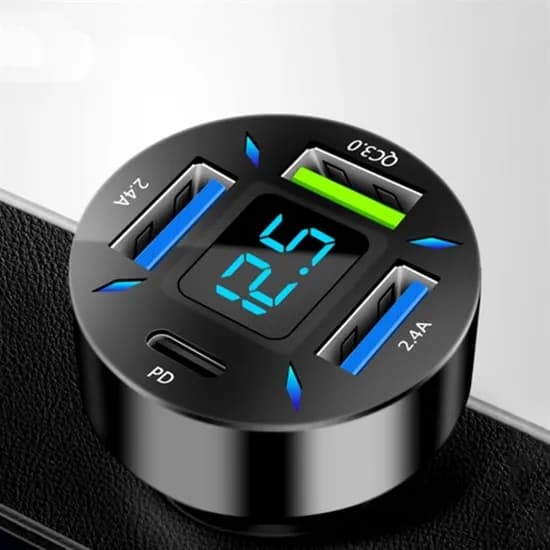 차량용 USB 4포트 시거잭, 일반충전+고속충전+QC3.0, 블랙, 1개