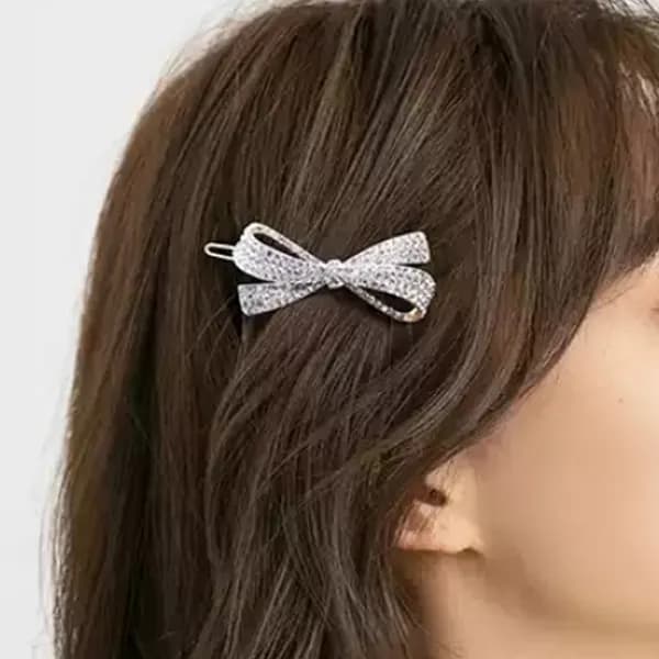 리본 미니 헤어핀 실버+골드 2개세트