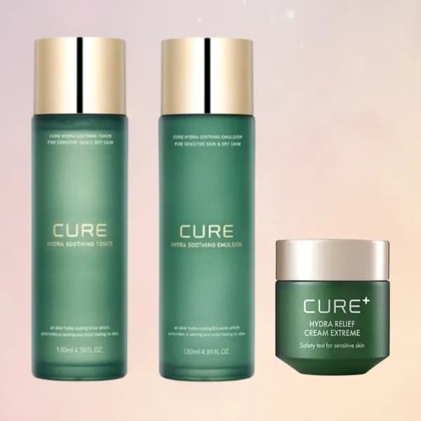 김정문알로에 큐어 하이드라 수딩 토너 130ml + 에멀전 130ml + 익스트림 4X크림 50g, 1세트