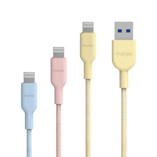 모락 샤베트 USB 라이트닝 8핀 고속 충전 케이블, 블루 50cm + 핑크 1m + 옐로우 2m, 3개입, 1박스