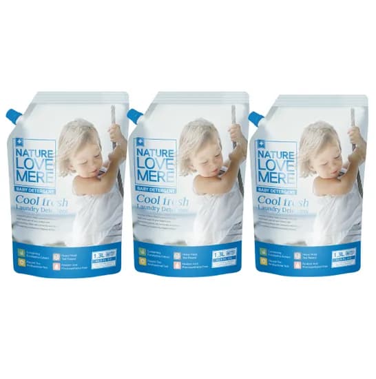 네이쳐러브메레 아기 세탁세제 리필 쿨프레쉬향, 1300ml, 3팩, 1세트