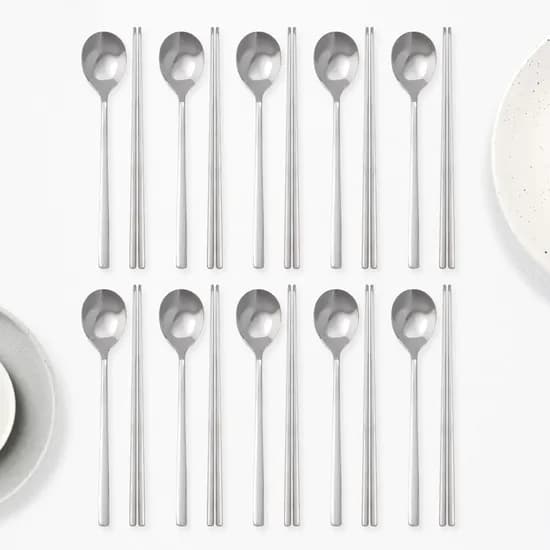 라온누리 베이직 한식 수저세트, 실버, 숟가락+젓가락, 10세트, 1개