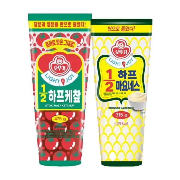 오뚜기 LIGHT&JOY 1/2하프케찹 475g + 1/2하프마요네스 315g, 1세트