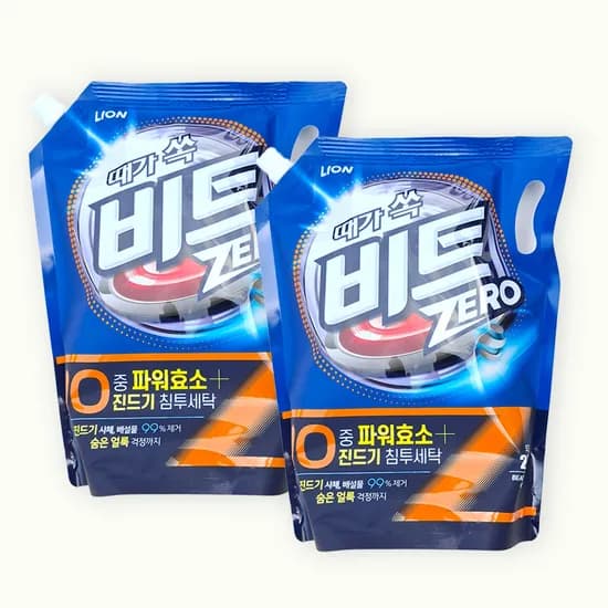 라이온 비트 10중 파워효소 액체세제 드럼용 2L 2개