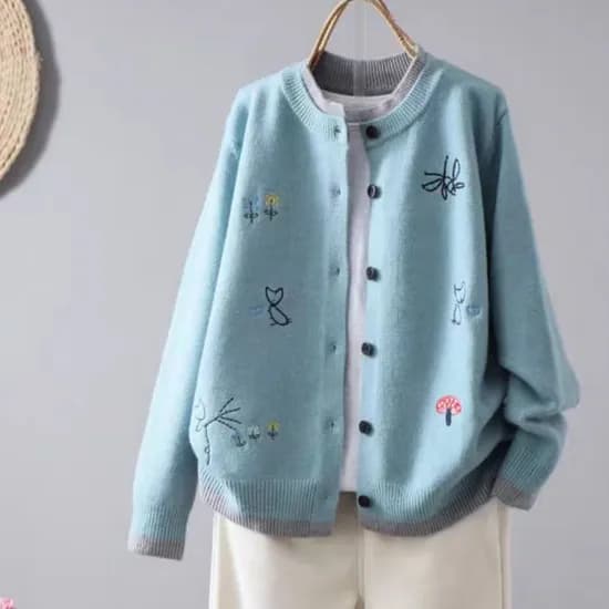 A. chic 머쉬룸 자수 양털 가디건 레드 FFF 18,700원