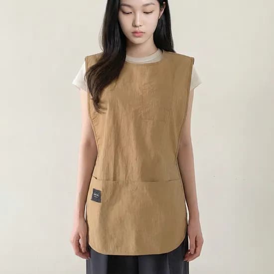 깨비다 방수 조끼 앞치마 롱 베이지 1개