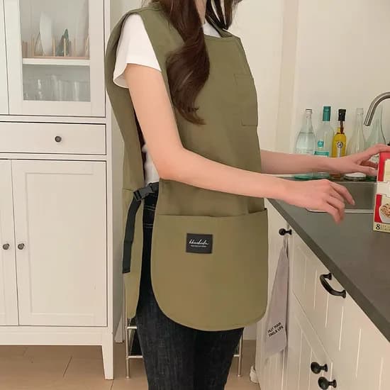 깨비다 방수 조끼 앞치마, 롱, 올리브그린, 1개