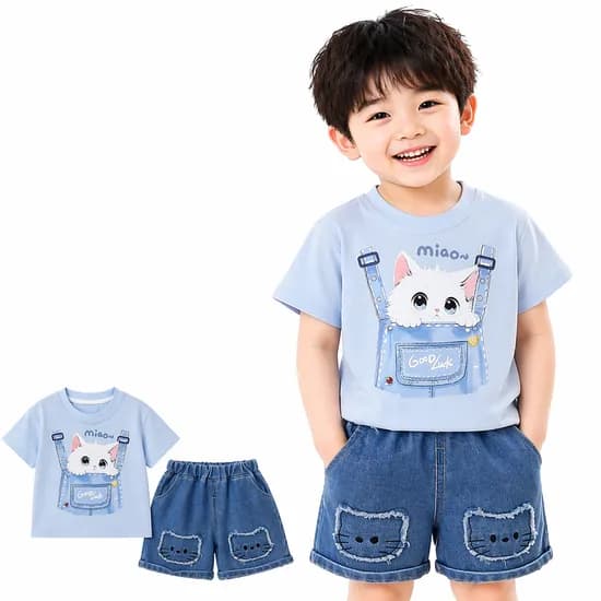 미오냥 캐주얼 상하 세트 블루 120