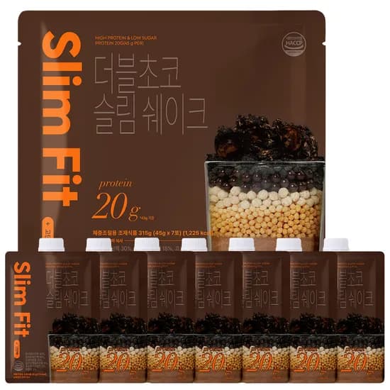 익스트림 단백질 20g 슬림쉐이크, 더블초코, 45g, 7포, 1세트