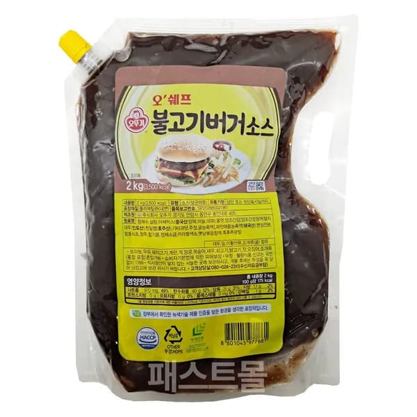 오뚜기 오쉐프 불고기 버거 소스 2kg